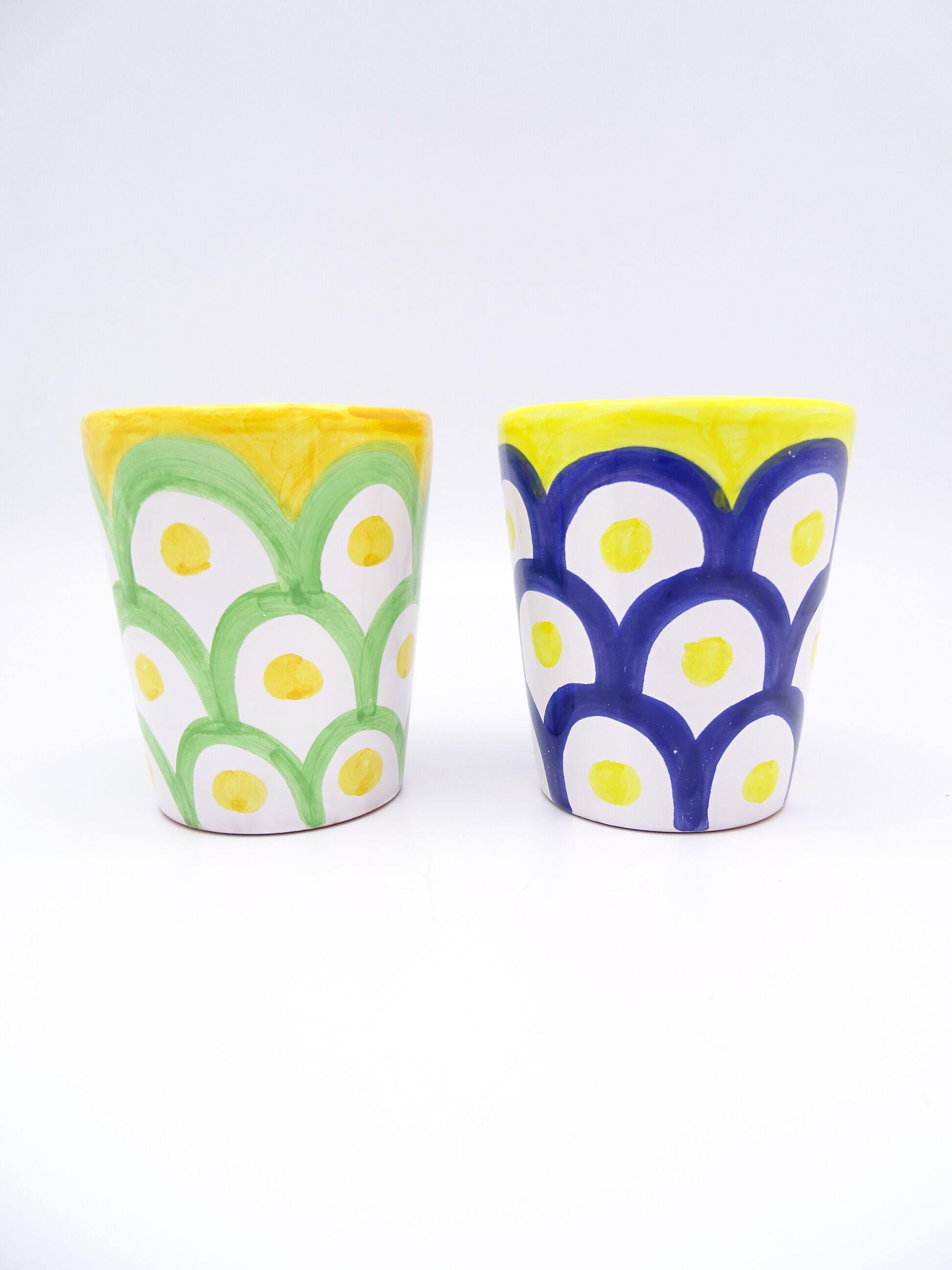 Italian ceramic mug green & yellow