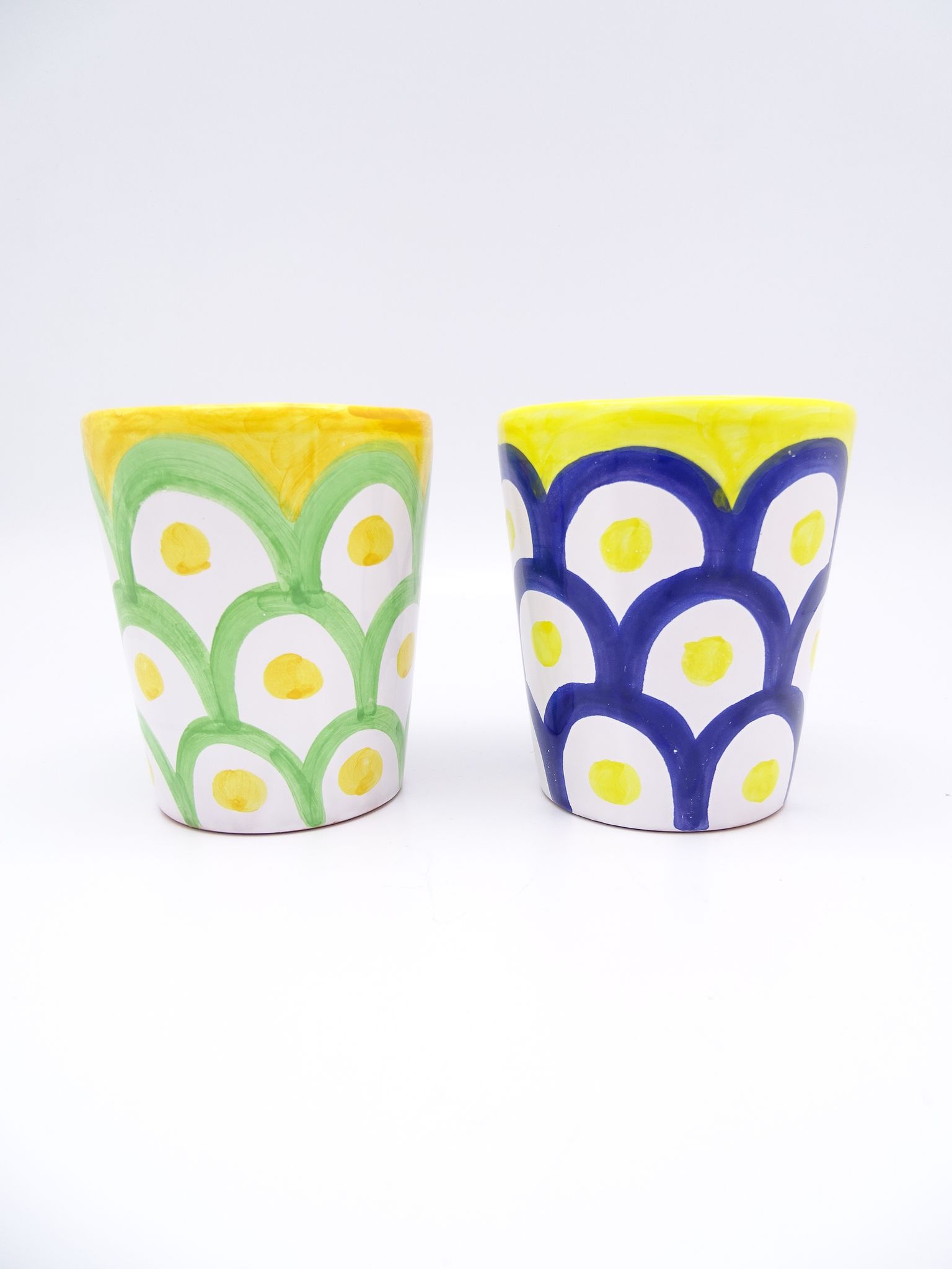 Italian ceramic mug green & yellow