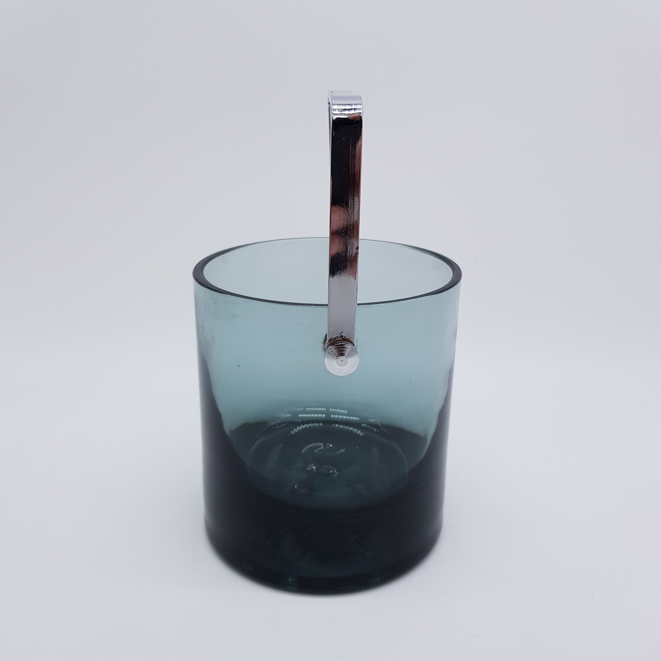 Bucket with ice cubes in vintage smoked glass