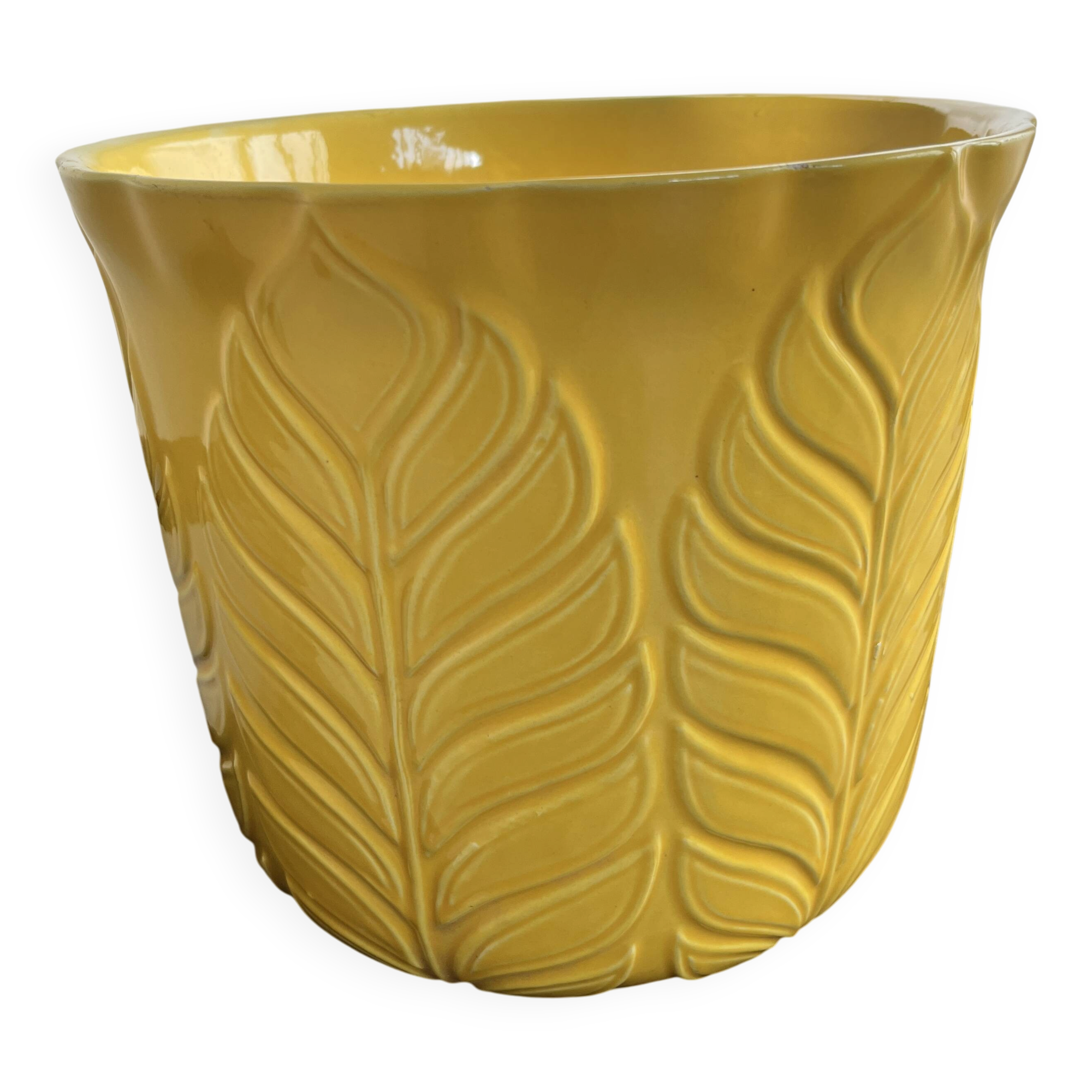 Yellow ceramic plant pot