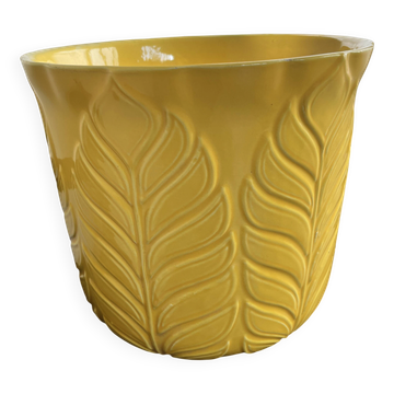 Yellow ceramic plant pot