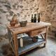 Vintage French industrial workbench – 1920s/1930s oak and pine table with drawer