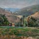 Painting "Hilly landscape" 1961 signed (to decipher) + frame