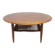 Round vintage coffee table in teak and rattan