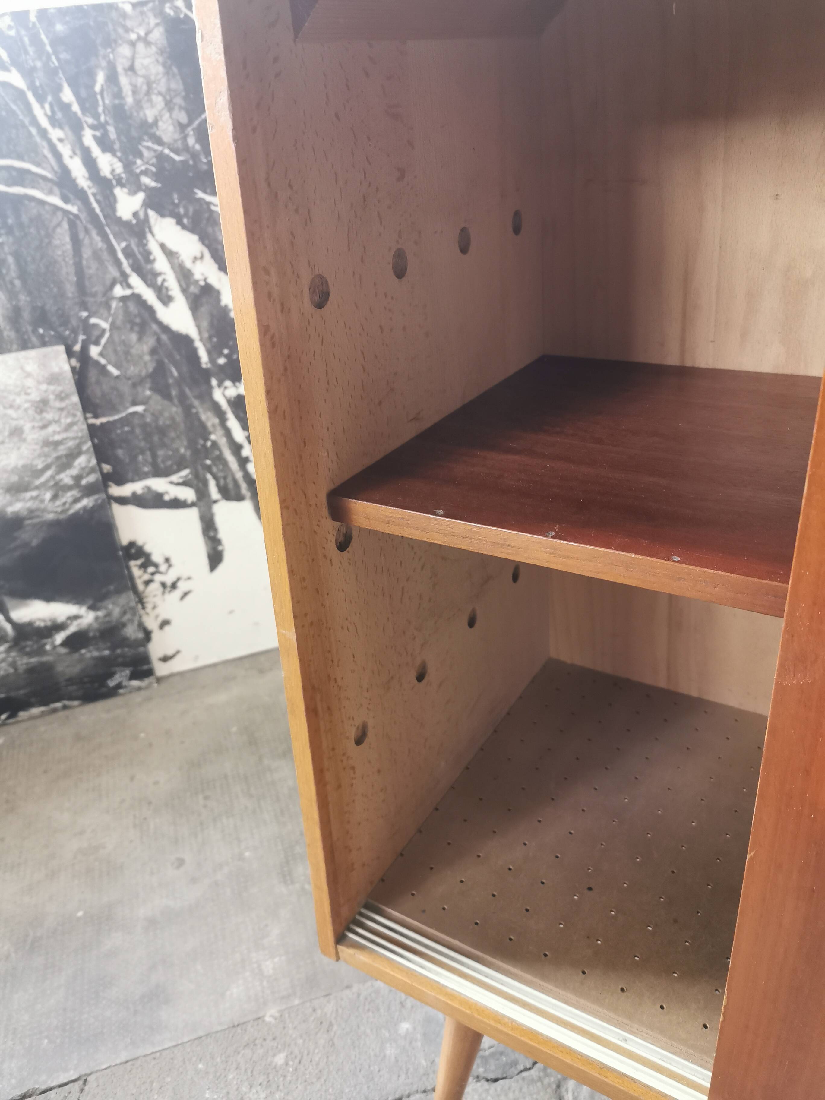 Mid-century design sliding door sideboard