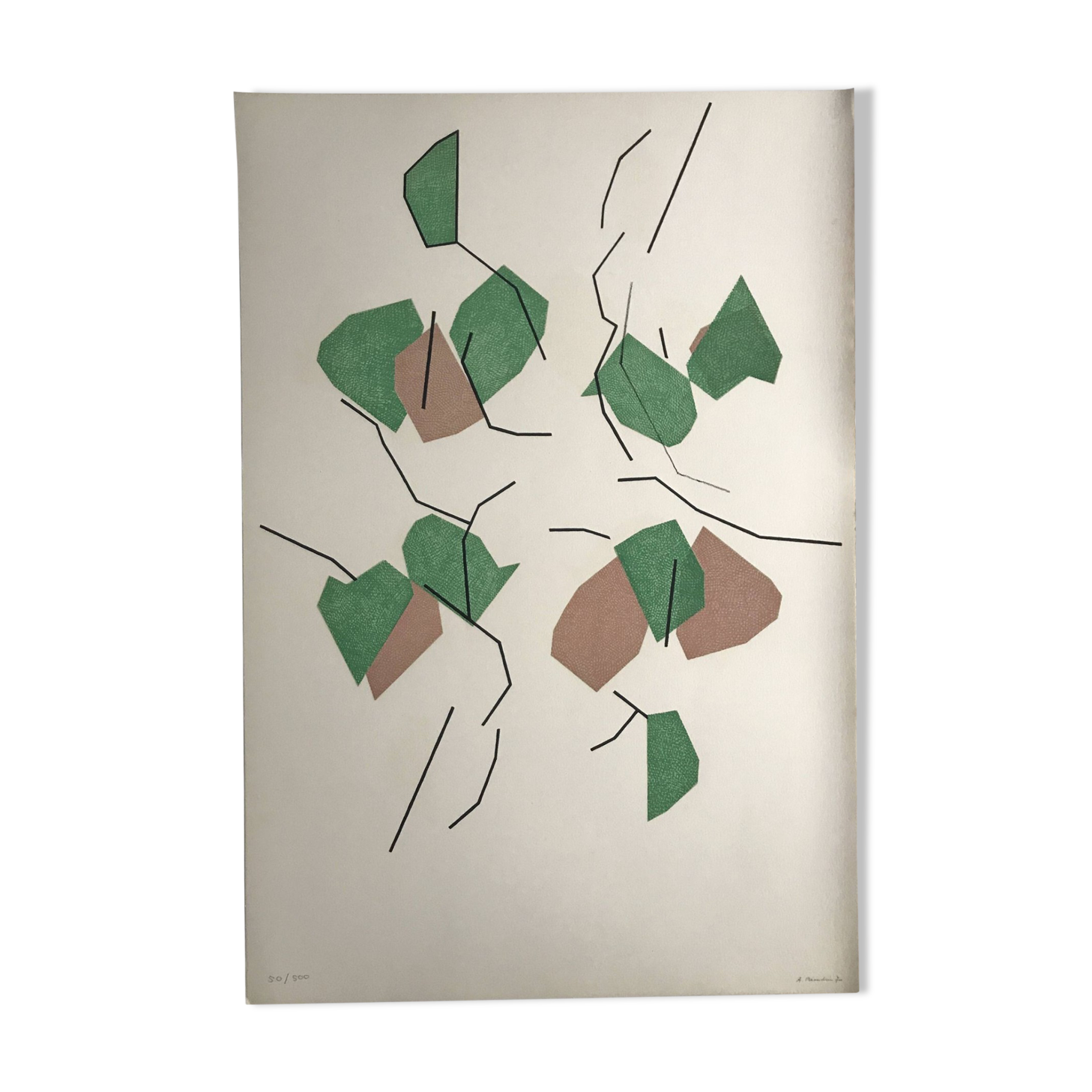 André beaudin, untitled, 1970. original lithograph signed in pencil