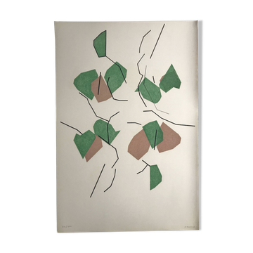 André beaudin, untitled, 1970. original lithograph signed in pencil