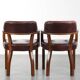 Set of two dark brown cowhide leather Chesterfield dining/side chairs