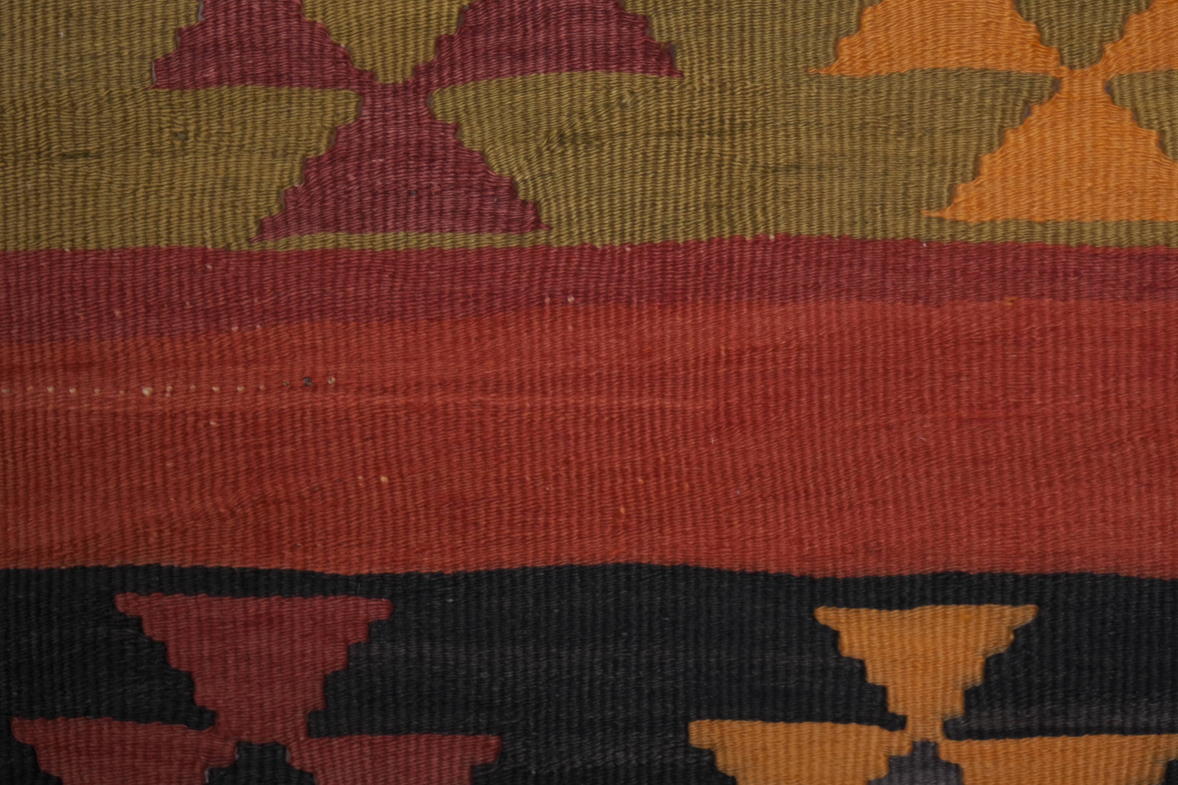 Vintage Organic Turkish Yellow and Red Kilim Rug Runner 3' x 9'5''