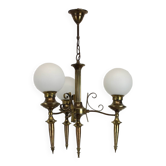 Brass Art Deco Chandelier, 1930s, Czechoslovakia