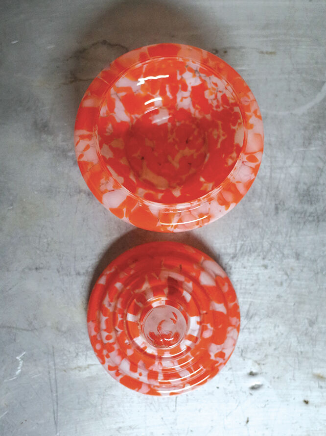 Glass candy maker style Bohemian Czech spatter glass
