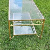 Gold metal and glass coffee table