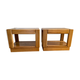 Pair of elm sofa pieces 1970