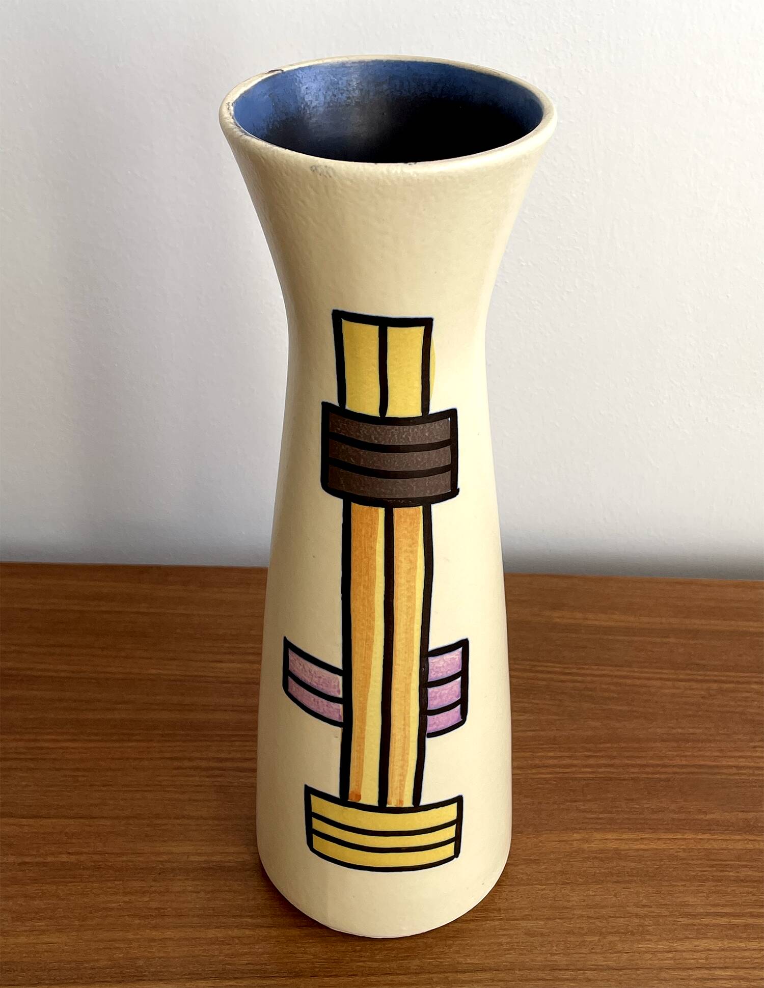 Vase Diabolo VEB Haldensleben 3148B - Design cylindrique moderne du milieu du siècle de la RDA est-allemande