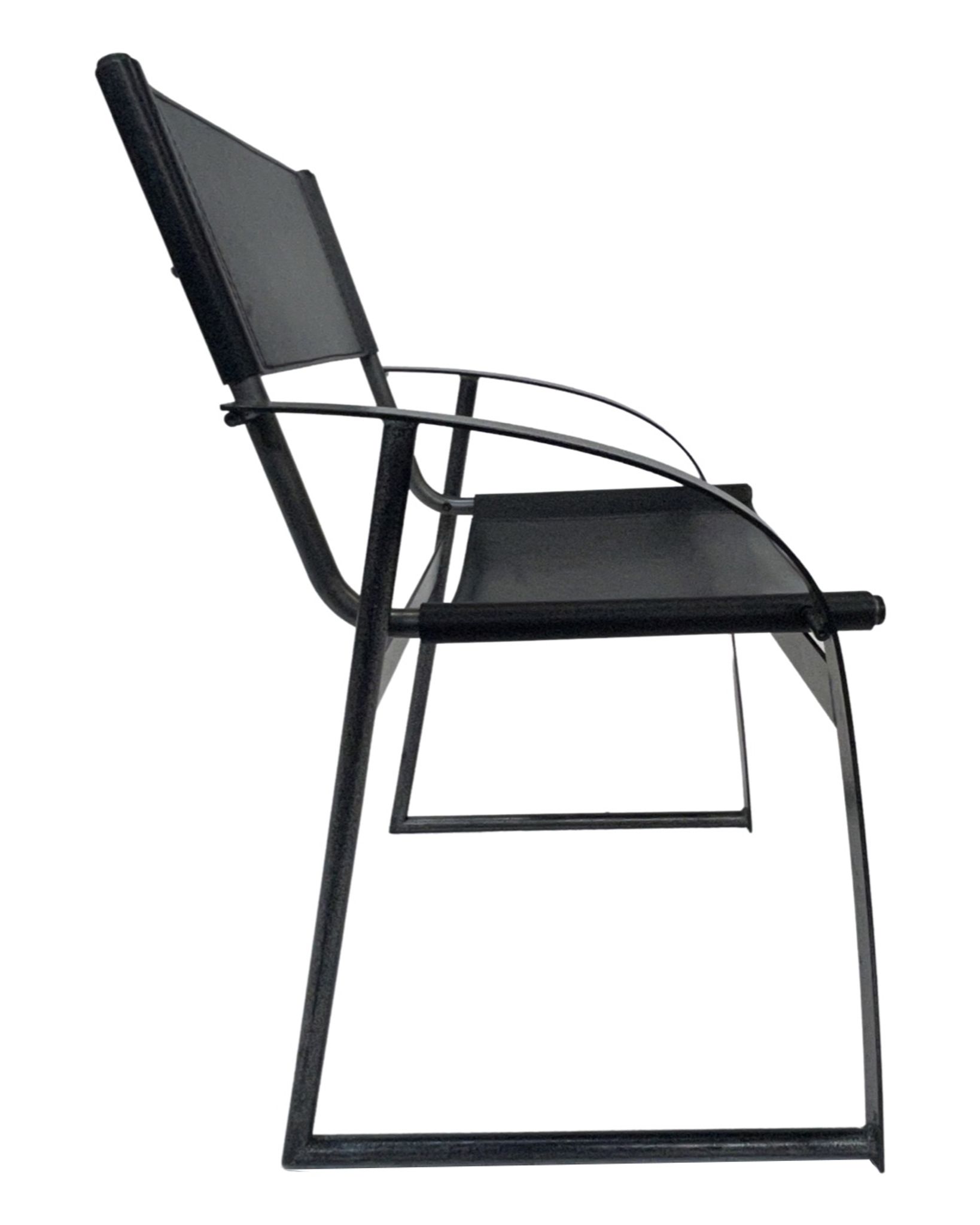 Chaise vintage en cuir et acier noir des années 1970
