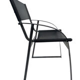 Vintage chair in saddle leather black steel 1970s
