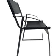 Chaise vintage en cuir et acier noir des années 1970