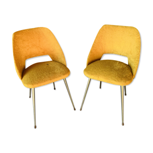 Paire de chaises moumoute jaune
