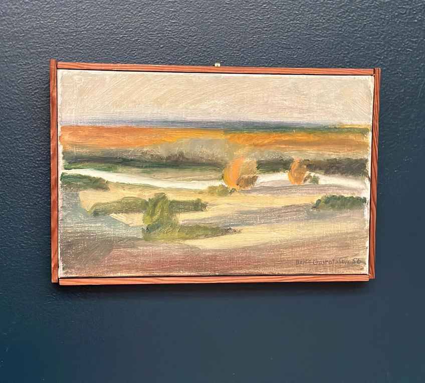 Original Mid Century Swedish Oil On Canvas – “Landscape” By Bengt Gustafsson 1952– Vintage & Framed