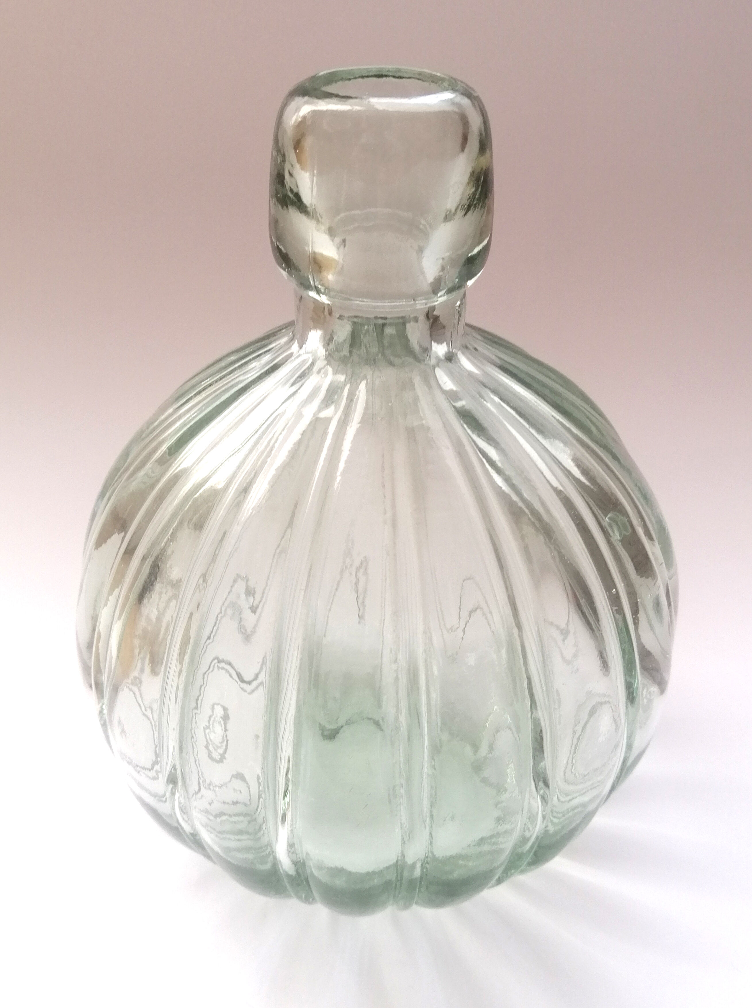 Ribbed glass carafe