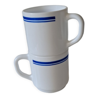 Blue striped cups Arcopal
