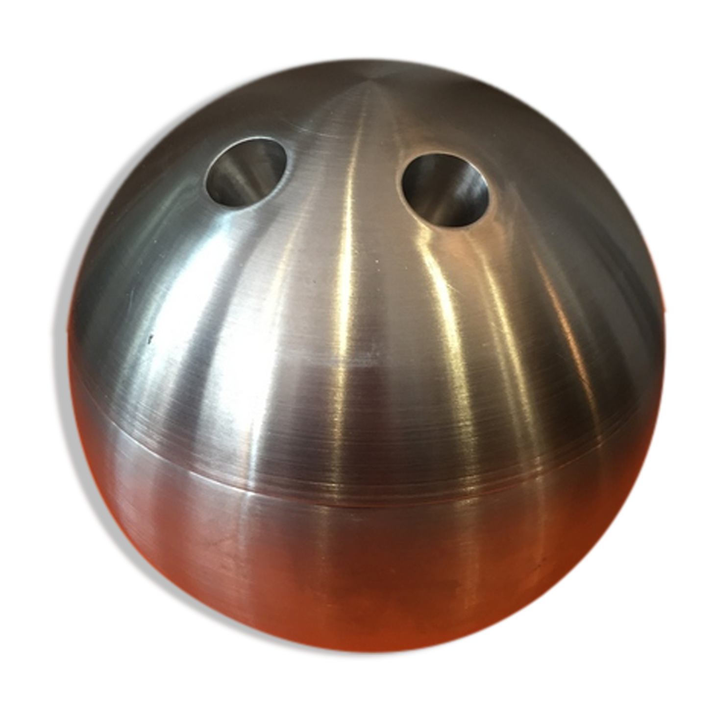 1970s vintage bowling ball ice bucket in brushed steel