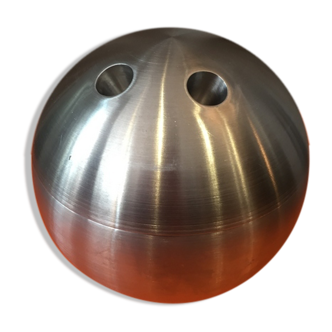 1970s vintage bowling ball ice bucket in brushed steel
