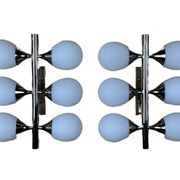 2x 60s 70s 6-bulb Sputnik wall lights by Kaiser Leuchten opal glass