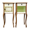 Pair of high wooden bedside tables