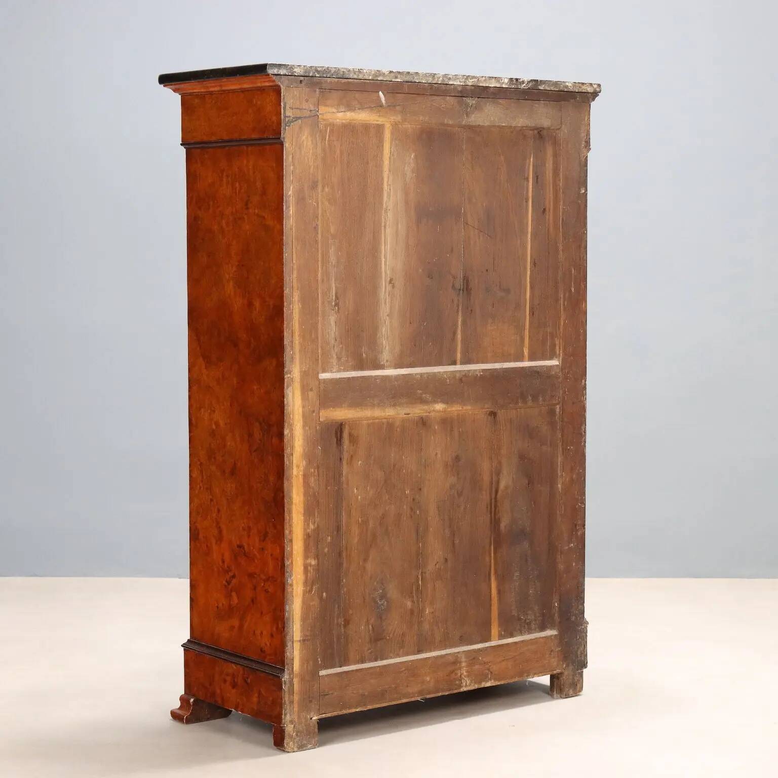 Former secretary in elm with a marble top, France, 19th century.