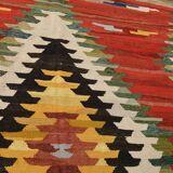 9x12 Kilim Red Green Oversize Vintage Kilim Rug, 275x370Cm