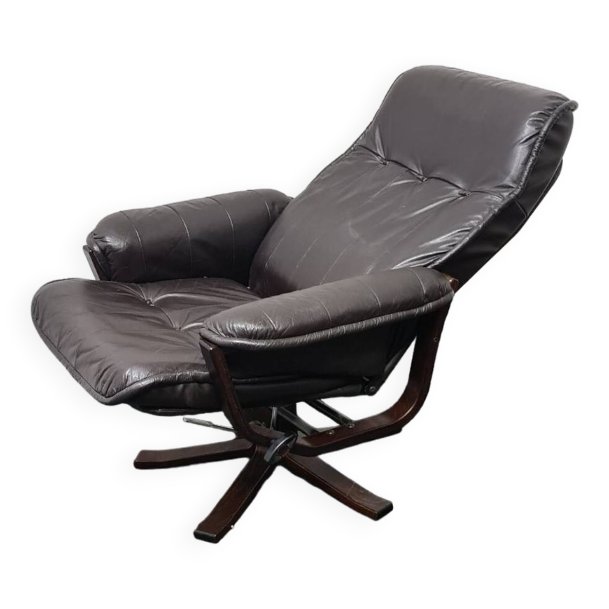 Vintage leather reclining swivel chair