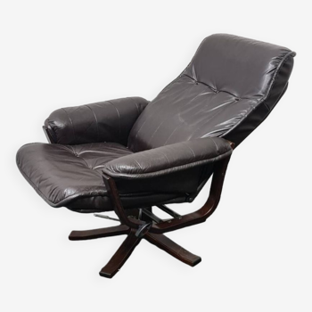 Vintage leather reclining swivel chair
