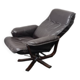 Vintage leather reclining swivel chair