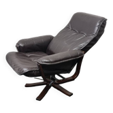 Vintage leather reclining swivel chair