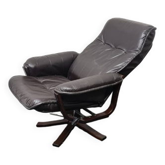 Vintage leather reclining swivel chair