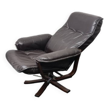 Vintage leather reclining swivel chair