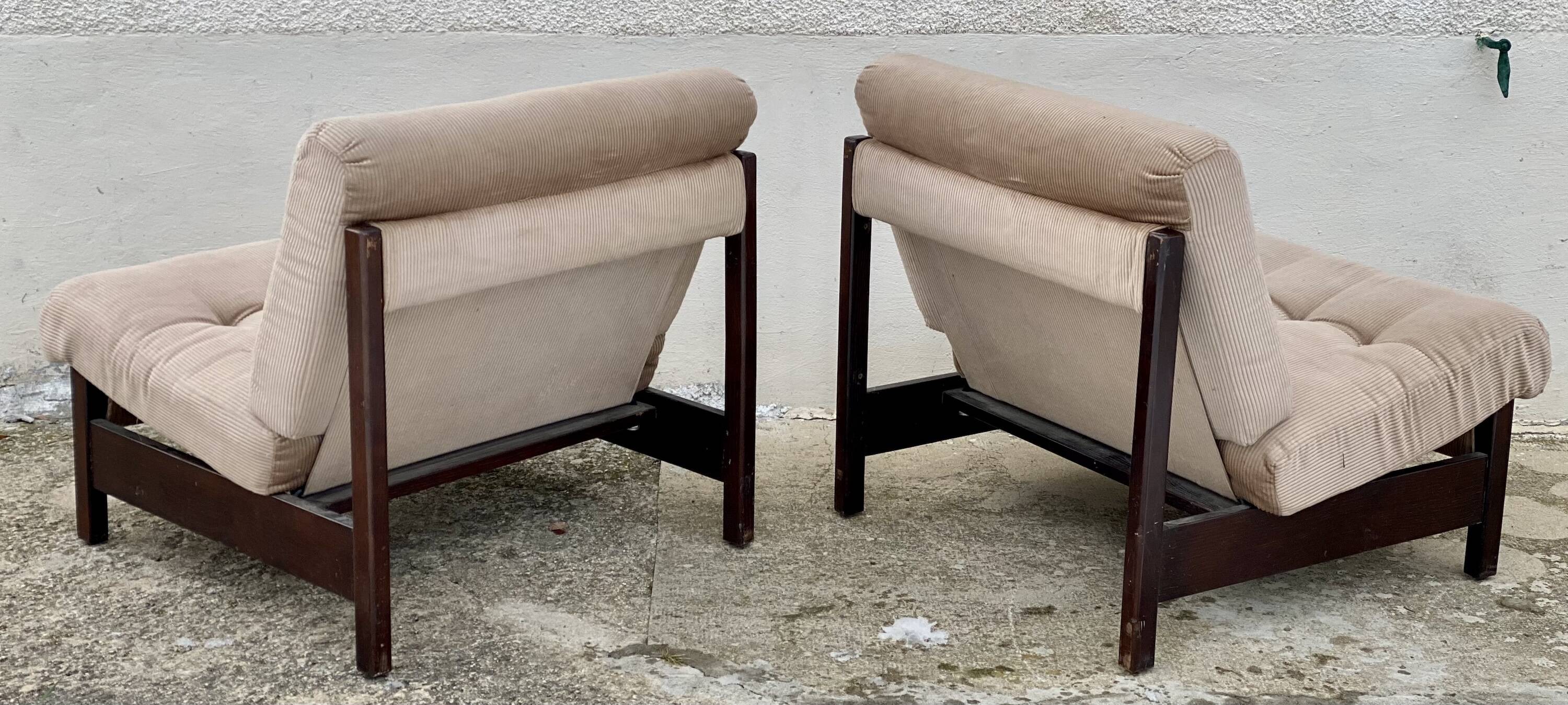 Pair of vintage 1960s Scandinavian armchairs.