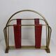 Brass and leather magazine holders, France, 50s