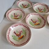 6 deep plates rooster Émile Tessier Malicorne