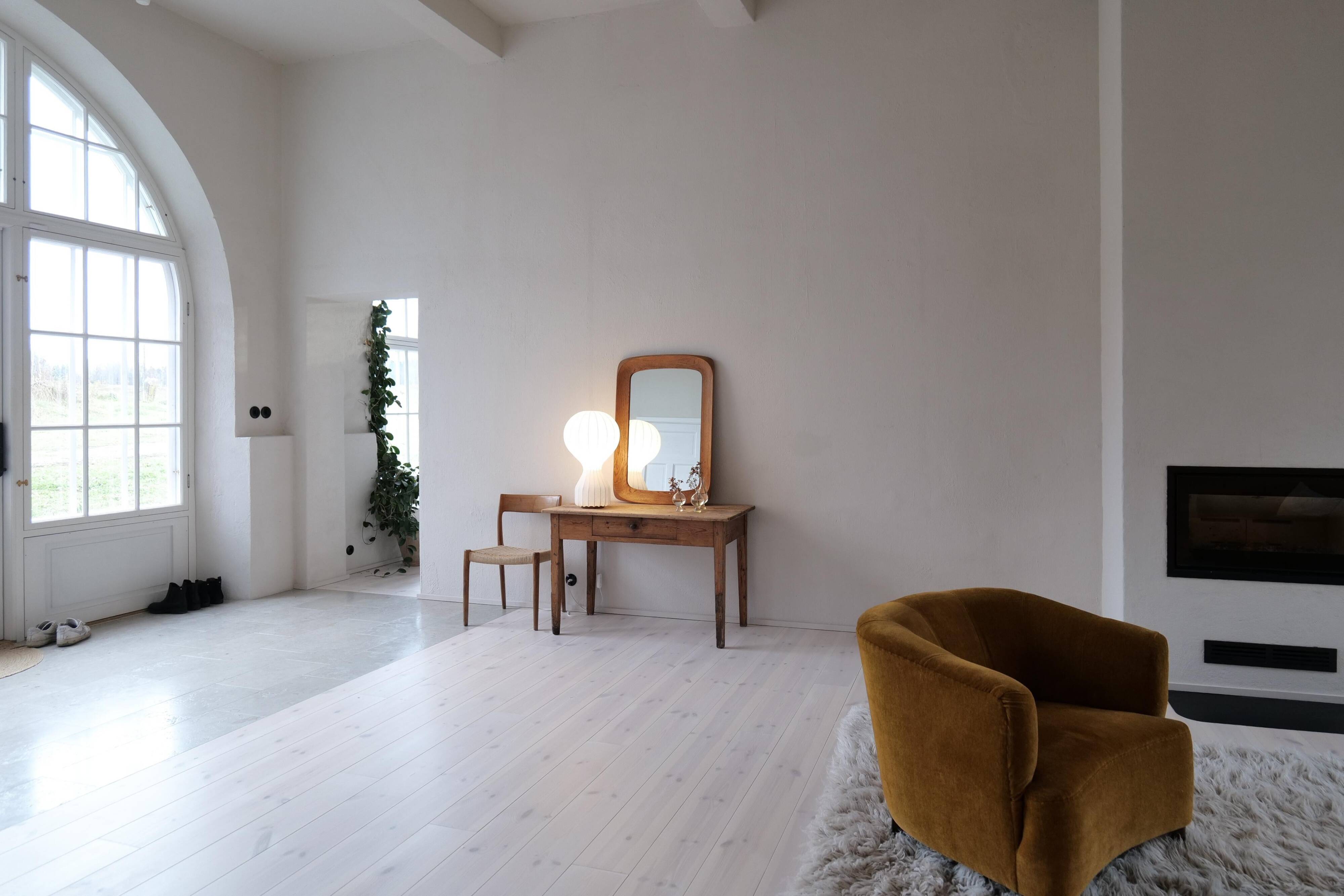 Mid-century modern sculptural wall mirror in stained oak, glass, Glas & Trä 1959