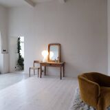 Mid-century modern sculptural wall mirror in stained oak, glass, Glas & Trä 1959