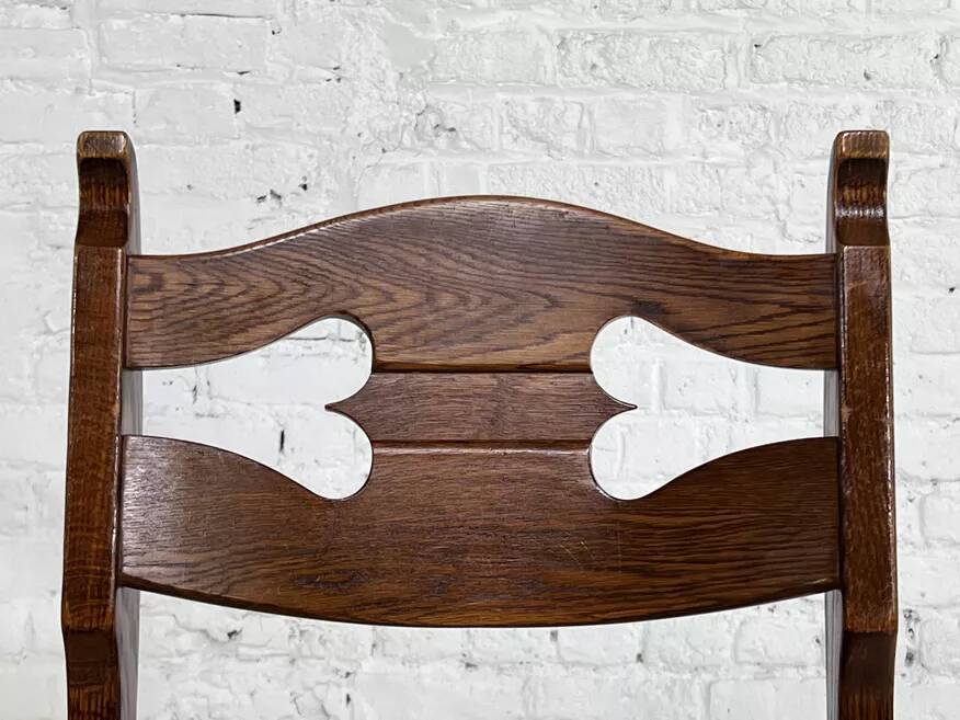 Set of 4 1950s chairs in oak with woven seats.