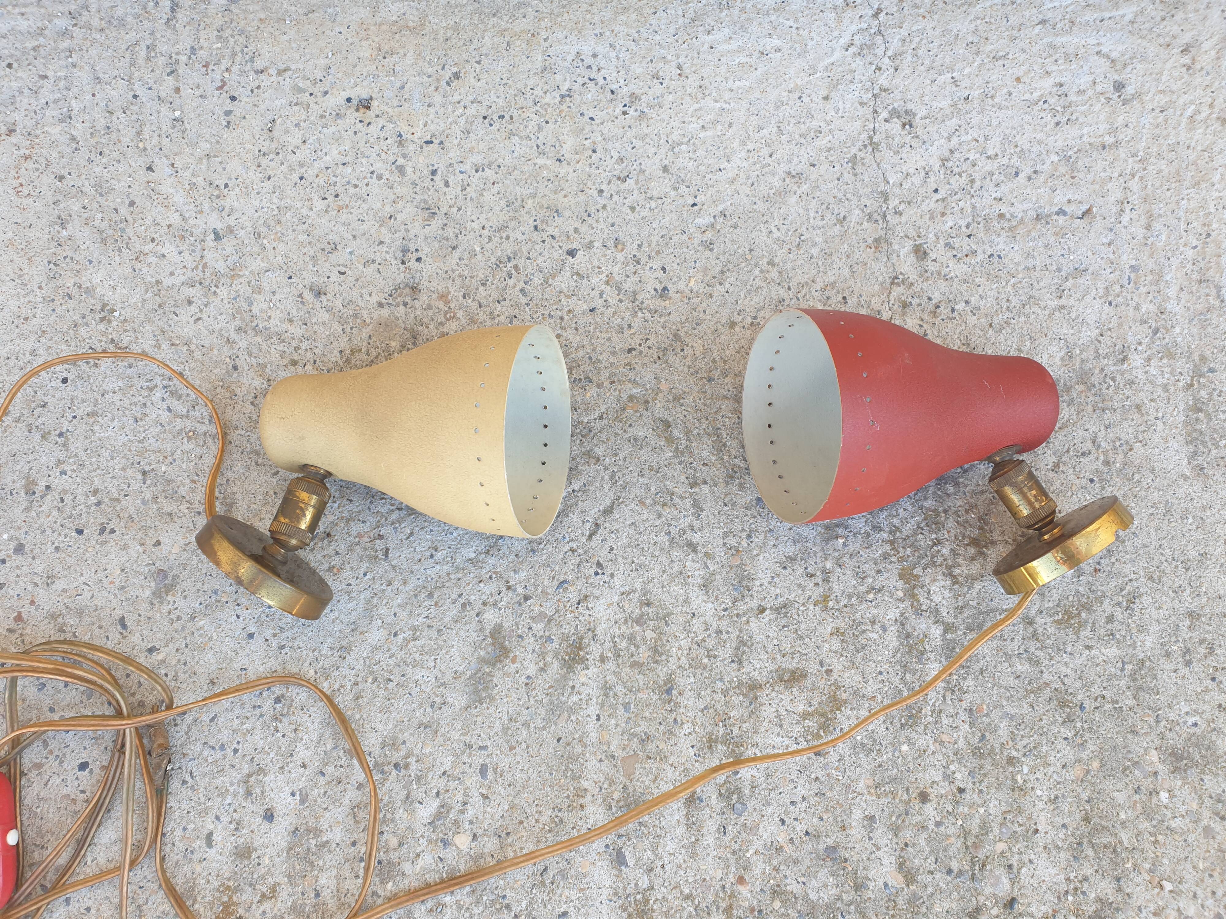 Pair of 50s casserole wall lamps