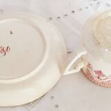 Sarreguemines earthenware coffee cups, "Wagram" pattern with saucer
