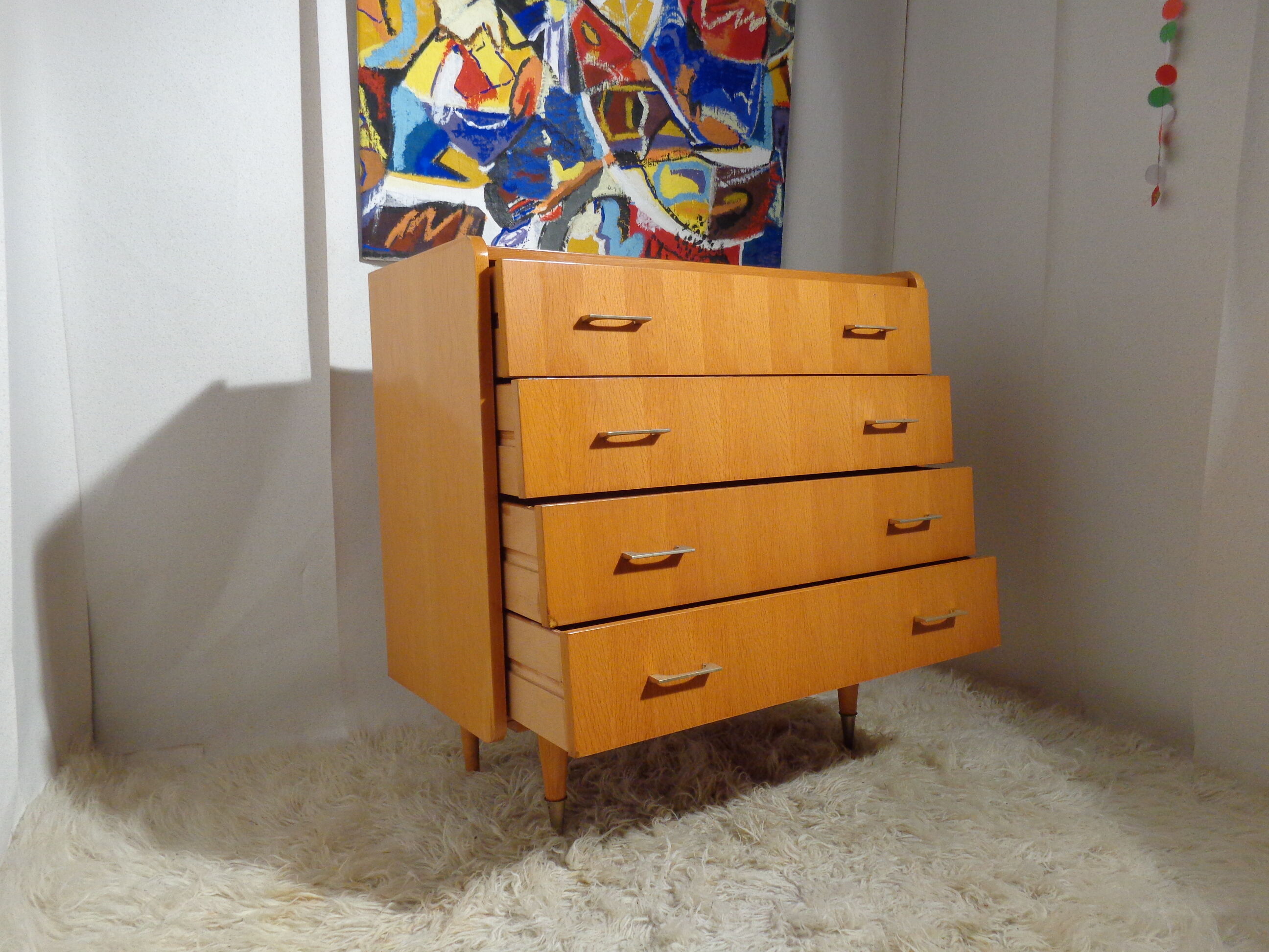 Vintage chest of drawers from the 60s in light wood