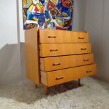 Vintage chest of drawers from the 60s in light wood