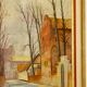 Oil painting on Swedish canvas from the mid-1940s "Street" by Sven Bertil Berg – Vintage and framed.