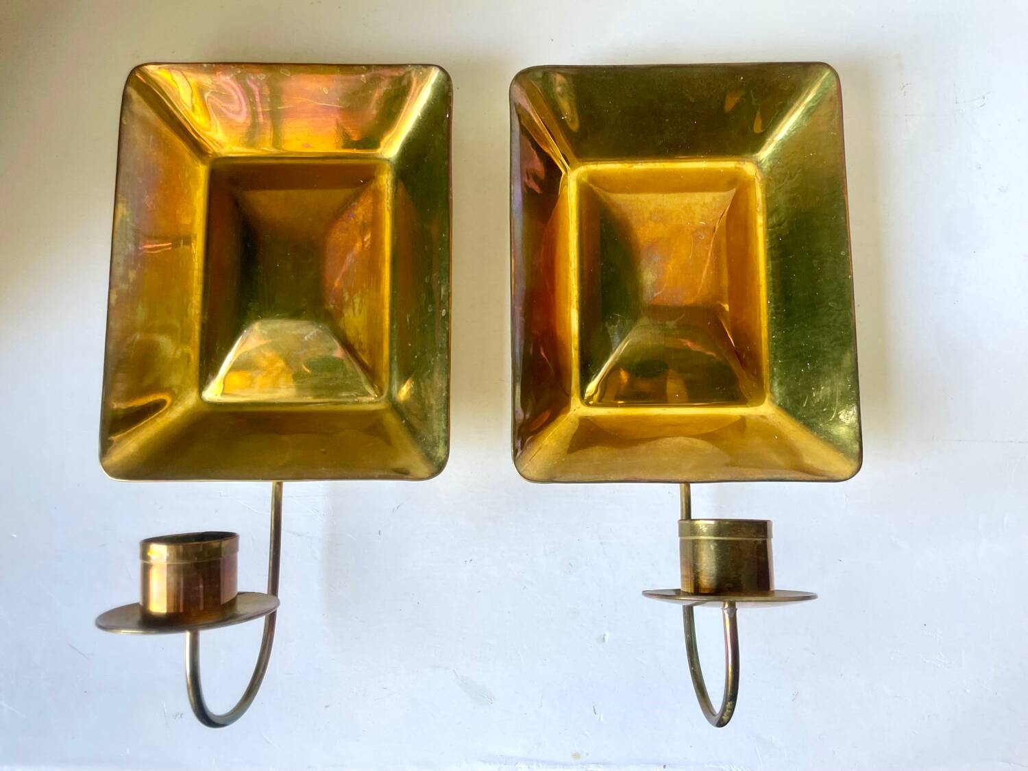 Pair Vintage Brass Wall Candle holder  Sconce  height 24 cm