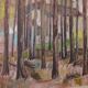 Original mid-century Swedish oil on panel – “Tree Trunks” by Harry Wichmann – dated 1953 – vintage & framed – 69 × 71 cm